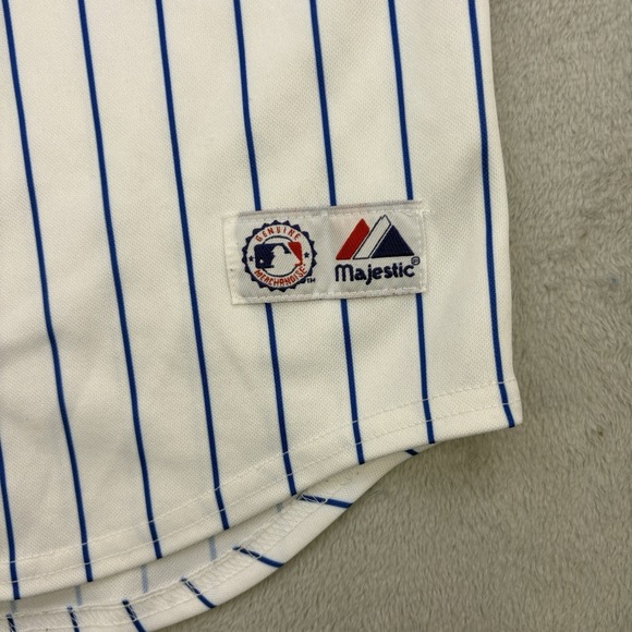 Vintage Chicago Cubs Jersey Boys Medium White Striped Button Kosuke Fukudome #1 - Picture 4 of 12